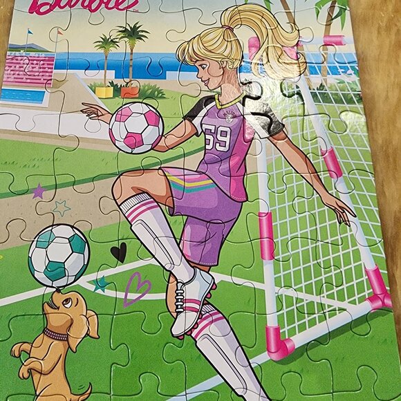 Barbie Soccer Puzzle 48 Pcs Dana Wares 2020 Complete Girl Dog Sports Theme - Picture 9 of 9